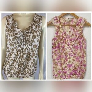 Set of 2 Ann Taylor LOFT Sleeveless Silk Blend Blouses, Size XS